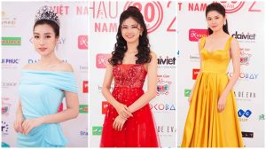 Mỹ Linh, Thanh Tú, Thùy Dung nổi bật với trang phục “đèn giao thông” tại buổi họp báo chung khảo phía Bắc Hoa hậu Việt Nam