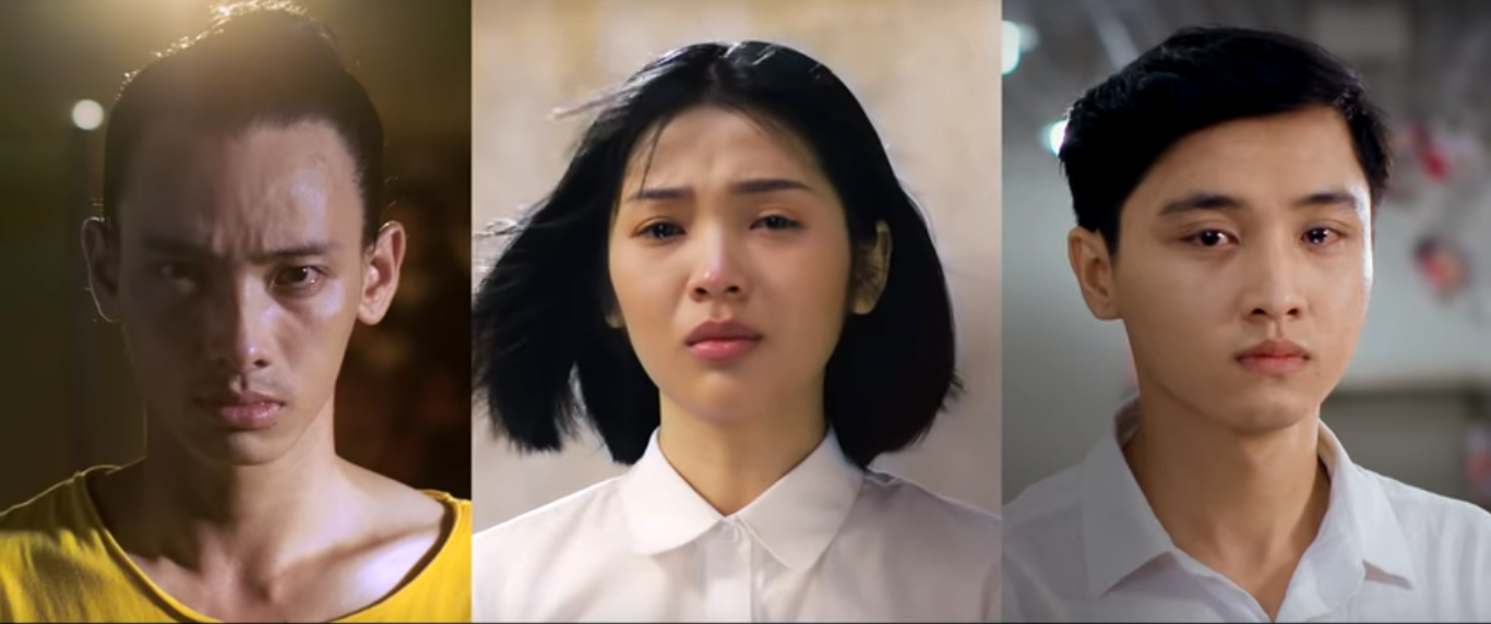 Ba nhân vật yêu đơn phương trong MV "Người ta có thương mình đâu" của Trúc Nhân: Việt Dũng - diễn viên hành động, Thùy Linh, biên tập viên truyền hình và Trọng Tài, sinh viên kiến trúc.