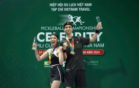 Á hậu Ánh Vương cùng trai tây 1m97 chiến thắng tại giải Celebrity Pickleball Pili Cup