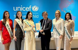 Hoa hậu Thanh Thủy đến thăm trụ sở UNICEF tại Nhật Bản