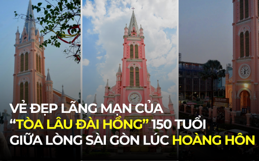 VẺ ĐẸP LÃNG MẠN CỦA “TÒA LÂU ĐÀI HỒNG” 150 TUỔI GIỮA LÒNG SÀI GÒN LÚC HOÀNG HÔN